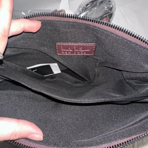 Nicole Miller New York Brown Monogram Crossbody Bag With Coin Purse NWT - Picture 7 of 7